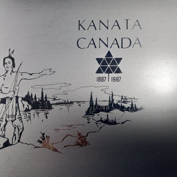 Canada Centennial Tray / Plaque Jacques Cartier Kanata Hochelaga Aluminium - Picture 4 of 9